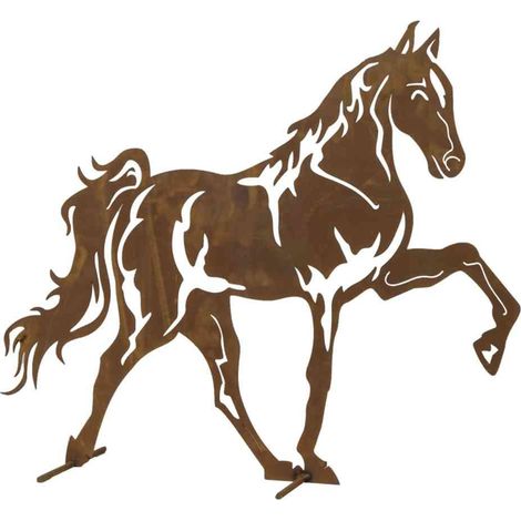 Deko Mustang aus Stahlblech Naturrost in braun, H 60 cm
