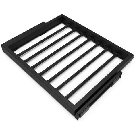 Emuca 7029254 Kit de 7 tringles à pantalon et cadre coulissant à fermeture douce pour armoires, réglable, module 600mm, Noir te (1/10)