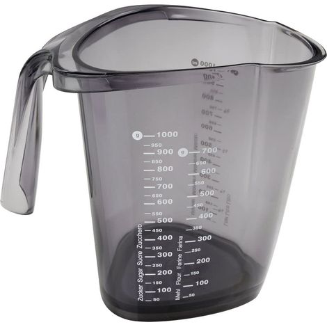 Dr. Oetker Cups And Bowls -Dr.Oetker Misurino da 1000 ml, in Robusta plastica, Triangolare con Varie Scale, Anche di Dimensioni internazionali, (Colore: Trasparente/Blu), quantità: 1 Pezzo