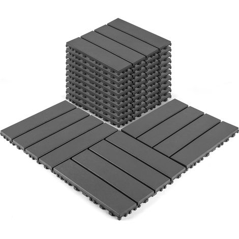 Losetas para terraza entrelazables (63.5x31.5x45.5 cm), encaje tipo puzzle, polipropileno gris oscuro (1/5)