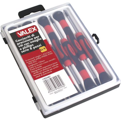 Valex Cacciaviti di Precisione per Viti con Intaglio e Phillips 8pz CRV