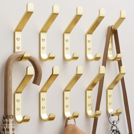 Garderobenhaken Wandhaken Metall 10er Pack 10cm Gold 10 St&xFCck (1/5)