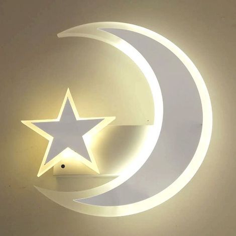 Moderne nordische weiße LED-Wandleuchte, kreative Lampe aus Eisen und Acryl für Wohnzimmer, Schlafzimmer, Jungen-, Mädchen- und Kinderzimmer (1/4)