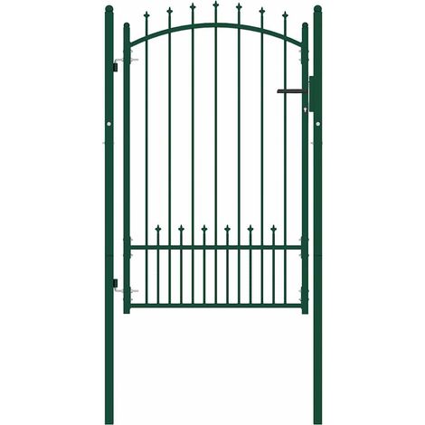 vidaXL Puerta de valla EMMEN con pinchos de acero, 104x117 cm, verde (1/2)