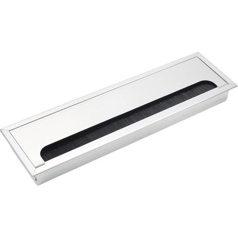 Couverture Câbles – Organisateur Câbles – Aluminium – Passe-câbles Bureau – Fermeture Brosse – Accessoires Bureau – Pour Maison Bureau Banque Ordinateur Bureau – 28 x 8 cm – Argent (1/5)