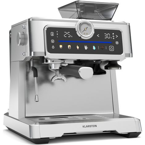 Klarstein GrandPresso Touch Cafetera espresso 20 bar Molinillo integrado Indicador de presión Espumador de leche (1/5)