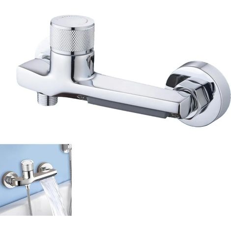Badewannenarmatur mit Duschthermostat, Mischbatterie mit zwei Ausgängen, Sicherheitsknopf, Duschthermostat aus Messing, geeignet für Dusche und Badewanne. (1/5)