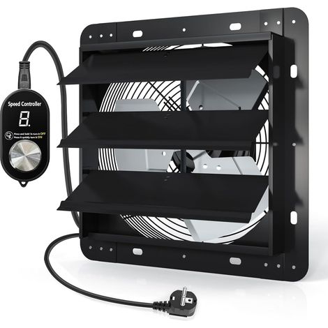 300 mm Ventilateur d'Extraction à Volets 1650 m³/h, Extracteur d'Air Mural avec 9 vitesses réglables Moteur EC pour serre, garage, sous-sol, grenier et atelier (1/5)