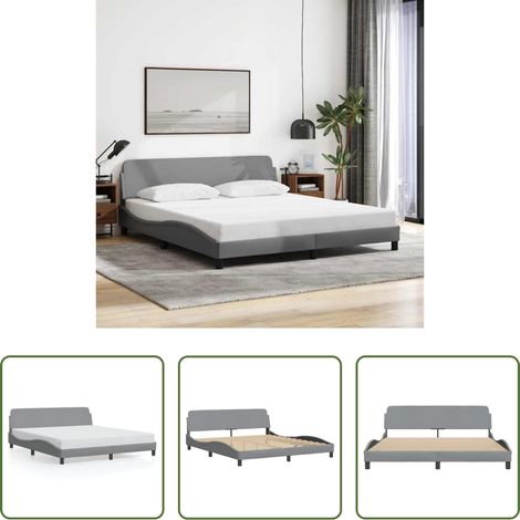 Kopfteil - Bettgestell "Dover" Hellgrau 180x200 cm Stoff (1/5)