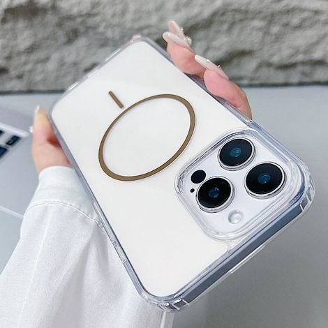 Étui de protection magnétique transparent pour iPhone (iPhone 12 Pro, or)
