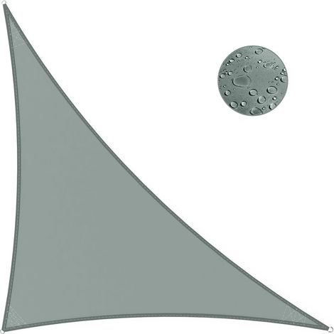 Voile d'ombrage Triangulaire 3x4x5 m Toile Ombrage Imperméable, Toile d'ombrage Protection HDPE Respirant 98% Protection Rayons UV pour Jardin, Terrasse, Extérieur - Gris (1/5)