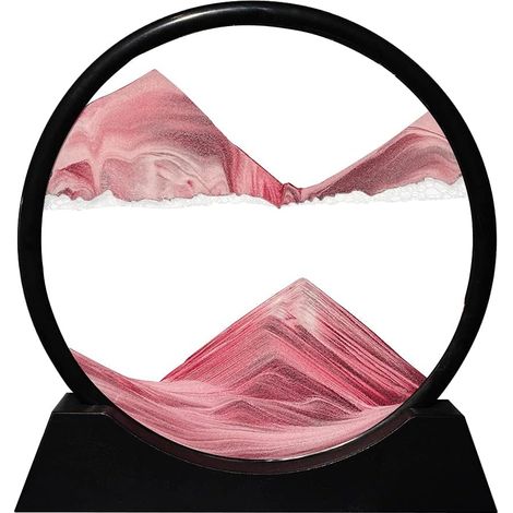 Sablier Decoratif 20cm Sablier 3d Art Dynamique Peinture de Sable Qui Coule Rond Cadre Sable Mouvant Deco Bureau Salon Maison (Rose,20cm) (1/5)