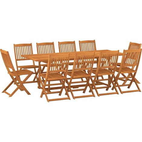 Maison Exclusive - 11-tlg. Garten-Essgruppe 220x90x75 cm Massivho (1/5)