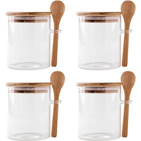 4er-Pack Overnight Oats Glasbehälter mit Deckel und Löffeln