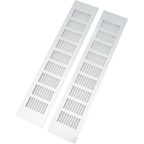 Lot de deux grilles de ventilation rectangulaires en alliage d'aluminium, adaptées aux armoires, aux meubles à chaussures et aux penderies, mesurant 80 x 400 mm. (1/5)