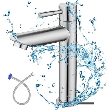 304 Stainless Steel Single Handle Cold Water Basin Mixer Tap for Guest Toilet, Bathroom, Easy Installation and Cleaning (1/5)