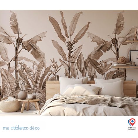 Papier peint : Fresque tropicale et aquarelle 3 - Intissé - L.300 x H.280 cm - Beige (1/5)