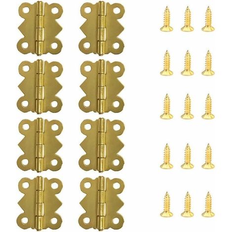 Charnière pour meuble,50 Pièces Charnières Mini Papillon Charnières Laiton Rétro avec 200 pièces Vis de remplacement (20x 17mm) (1/4)