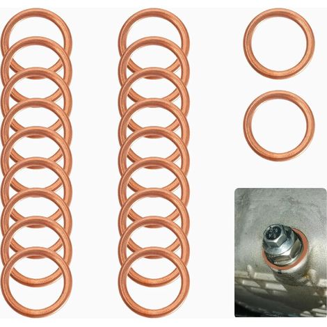 20 rondelles de cuivre à écraser, joints pour Peugeot Citroën Renault, accessoires automobiles, remplace les références 7703062062 11137546275 16430 31338 7546275 (1/5)