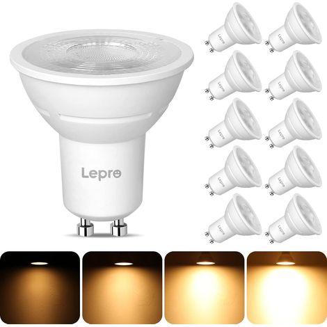 Ampoule GU10 Dimmable 4,5W 345lm Blanc Chaud Lot de 10 4,5W équivalent 50W, 2700K, 38° faisceau, 220-240V, stable, douce et naturelle, pour éclairage intérieur (1/5)