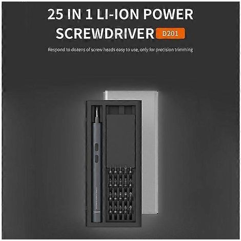 Tournevis électrique de précision 25 en 1 pour l'électronique avec 20 embouts, chargement USB et coffret à outils - Modèle D201 (1/5)