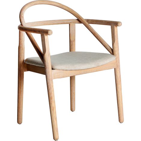 Chaise contemporaine en bois d'orme et lin élégance naturelle - Marron bois et lin beige (1/5)