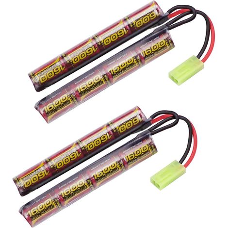 9,6v 1600mAh Batterie NiMH Batterie avec Mini Tamiya Connecteur, 2 Pack (1/5)
