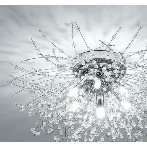 Plafonnier Lustres en Cristal, 6 Lumières G9 Luminaire Plafonnier en Cristal, Lustre Feu D'artifice K9 Cristaux, Chambre (Ampoule non incluse) (1/5)