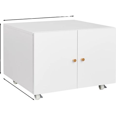 Soporte para impresora, diseño móvil, estantes ajustables, color marfil. (1/2)