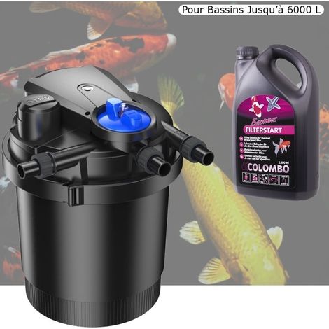 Filtre Bassin De Jardin Sous Pression, UV 11W, Max 6000L Premium + Bactéries 1000 ml (1/5)