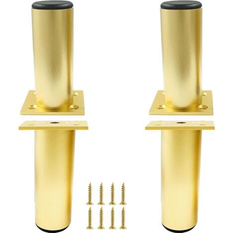Lot de 4 pieds de meuble en alliage d'aluminium (hauteur 10 cm, diamètre 3,8 cm) réglables, pieds de canapé ronds en métal (doré) (1/5)