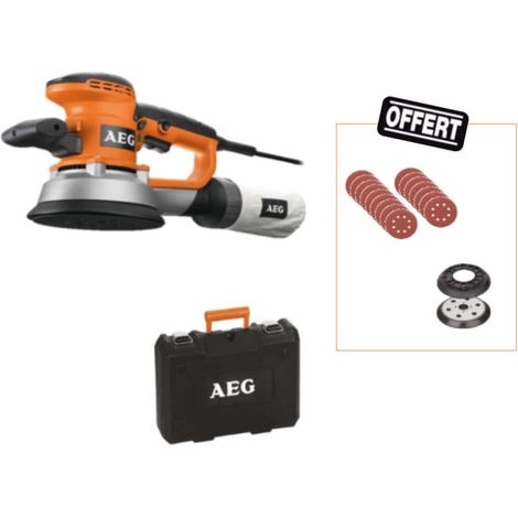 Confezione AEG Levigatrice eccentrica 150mm 440 W EX 150 ED SET - 25 abrasivi offerti una piastra di levigatura e una go