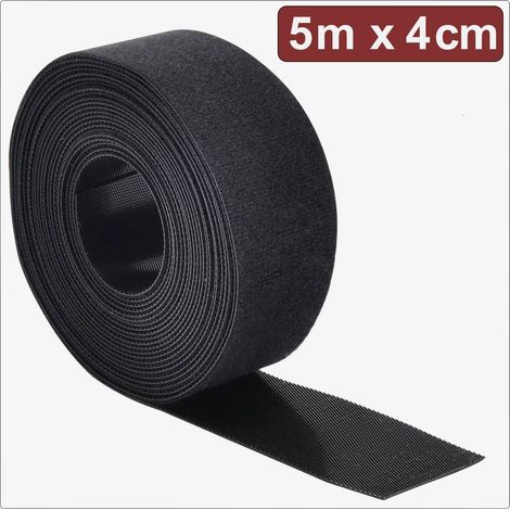 Quadrios 24CA309 Nastro a strappo per raggruppare Lato morbido e lato rigido (L x L) 5 m x 4 cm Nero 5 m