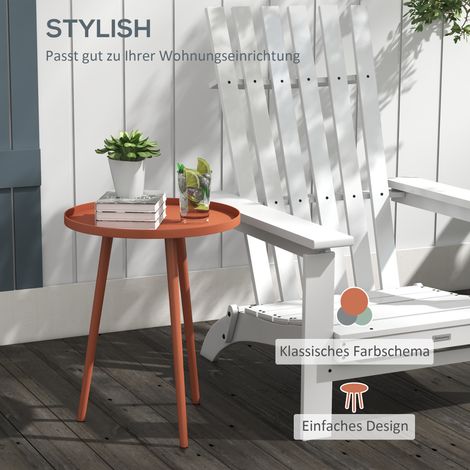 Table basse jardin terrasse acier rouge 40x40x50 cm pour balcon extérieur