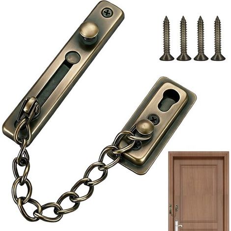 Verrou de sécurité pour portes avec chaîne en acier inoxydable, protection antivol pour maisons et hôtels, pour portes et fenêtres intérieures et extérieures (1/5)