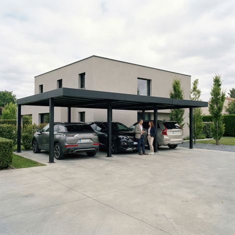 Canopia Carport Double OSLO 9,01 x 5,96 m NOIRES (1/5)