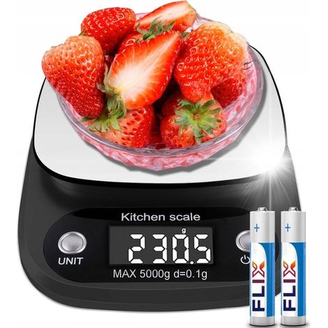 BILANCIA DA CUCINA DI PRECISIONE 5 kg 0,1 g DISPLAY LCD GIOIELLIERI + BATTERIE