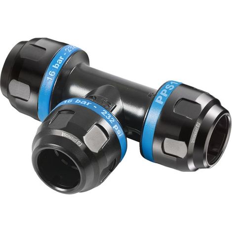 Prevost – Té égal aluminium 25mm – Raccord pour compresseur – Filetage plomberie – Pression 16bar – Température -20°C à 60°C
