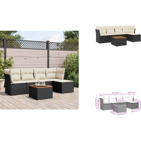 Salon de jardin 6 pcs avec coussins noir résine tressée - Ensemble Salon De Jardin - Meuble Extérieur - Mobilier De Jardin - Salon De Jardin Design - Résine Tressée (1/3)