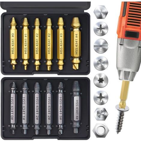 Set mit 12 Schraubenausdrehern, Geschenkidee für Männer, Geschenk für Ehemänner, Schraubenausdreher-Set in Gold und Silber, leicht zu entfernende Bohrwerkzeuge für verrostete und abgebrochene Schraube (1/4)