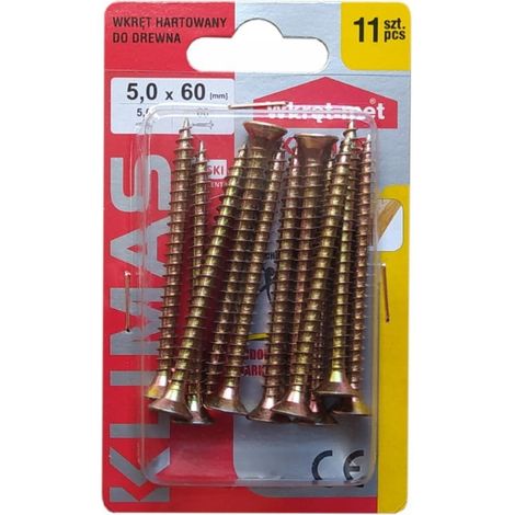 Gehärtete Holzschrauben 5x60mm 11 Stück PZ2 gold