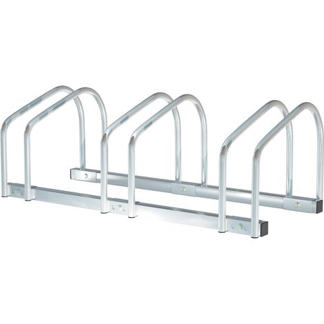 Parking 3 vélos 76x33x27 cm argent, support intérieur extérieur, rangement cycles compact