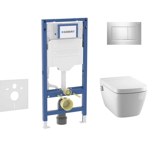 Geberit Duofix - Set per installazione pre- parete, vaso TECEone e sedile softclose, pulsante Sigma30, cromo lucido/cromo opaco SANI11CT1105 (1/5)