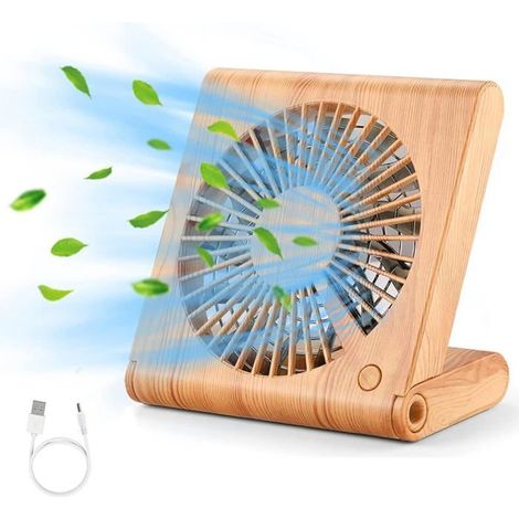 Ventilateur de bureau mini USB pliant silencieux et rechargeable 3 vitesses brun clair Plomberie chauffage  Chauffag