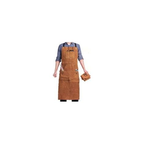 Tablier de soudeur cuir épais 1,3-1,5mm – 6 poches ajustables M à XXL – Résistant à la chaleur et au feu – Coutures renforcées Kevlar (1/5)