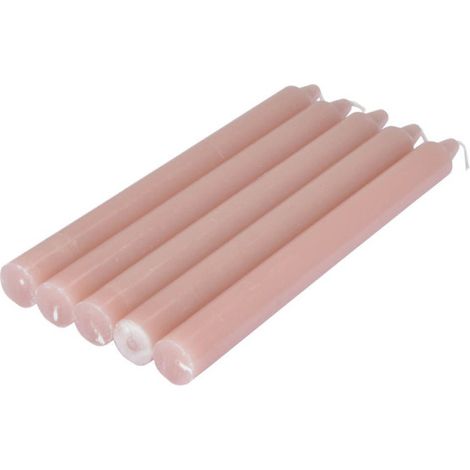 Lot de 5 Bougies Chandelier "Essentiel II" 19cm Rose Poudré (1/2)