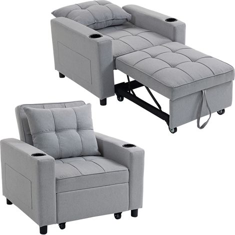 HOMCOM 3-in-1 Sofa Bed, Convertible Sleeper Chair with Adjustable Backrest