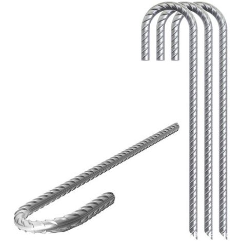 Set mit 4 Bodenankern, verzinkten Stahl-Zeltheringen, J-Haken-Heringen, robusten Stahlankern für 12-Zoll-Trampoline. (1/5)