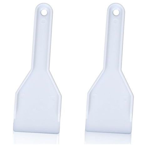 Set of 2 Ice Scrapers, Rigid ABS Plastic, Ergonomic Handle, Hanging Hole, For Refrigerator and Freezer (1/5)