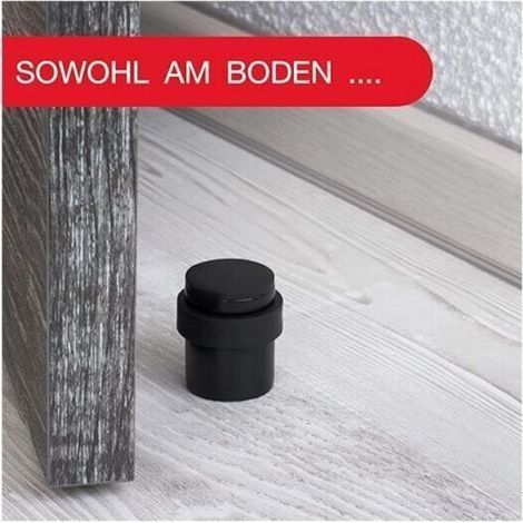 Bodentürstopper, mattschwarzer Metall-Türstopper zum Einschrauben – 2er-Set, inklusive Schrauben – Türstopper für schwere Türen – Fensterstopper für den Außenbereich (1/4)